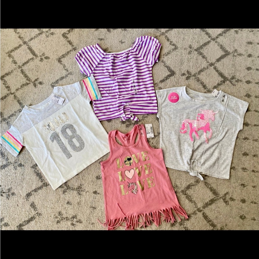 4 NEW Girls Tops